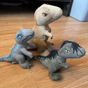 Jurassic World Lot Of‎ 3 Dominion Giganotosaurus Dinosaur Plush T-Rex Raptor